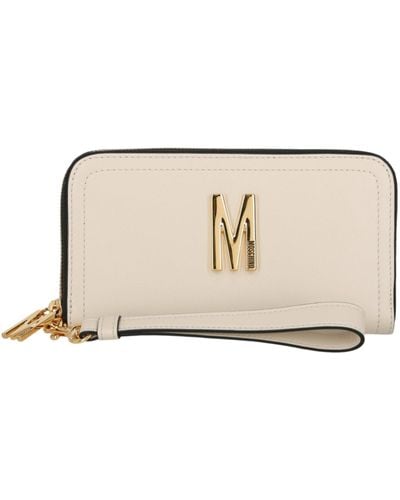 Moschino M Logo Leather Wallet - Natural