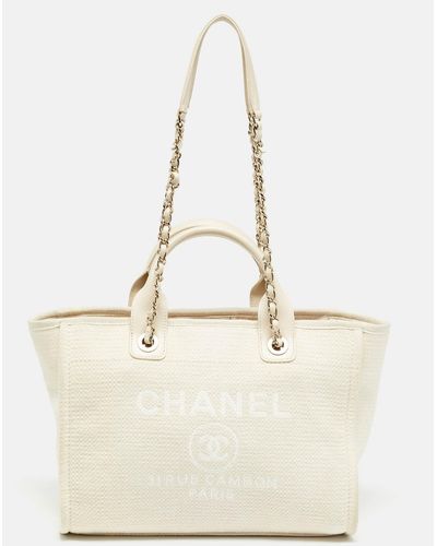 Chanel Canvas Small Deauville Tote - Natural