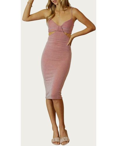 Endless Blu. Side Cutout Relaxed Bodycon Dress - Multicolor