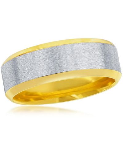 Black Jack Jewelry Stainless Steel Gold & Silver Satin Band Ring - Yellow