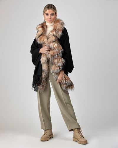 Gorski Cashmere Stole With Silver Fox And Cashmere Fringes - Multicolor