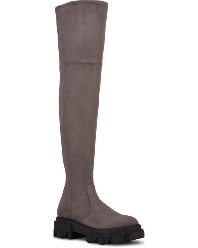 Nine West Cellie Faux Suede Tall Over-the-knee Boots - Brown
