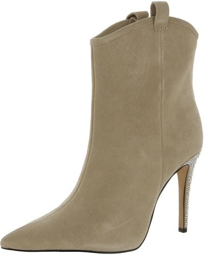 Karl Lagerfeld Clea Suede Embellished Ankle Boots - Natural