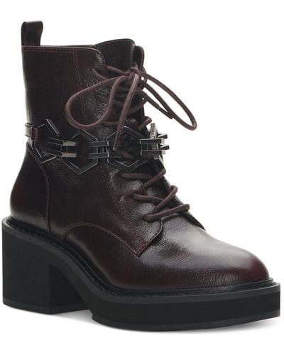 Vince Camuto Keltana Zipper Leather Combat & Lace-up Boots - Black