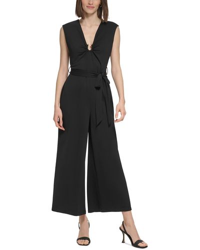 Calvin Klein Ruched Polyester Jumpsuit - Black