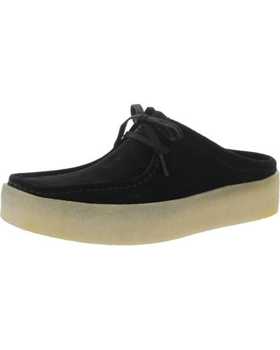 Clarks Wallacup Lo Faux Suede Slip On Mules - Black