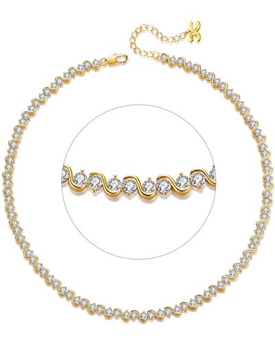 Classicharms Wave Zirconia Tennis Choker Necklace - White
