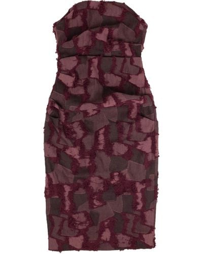 Palm Angels Maroon Patched Strapless Dress - Purple