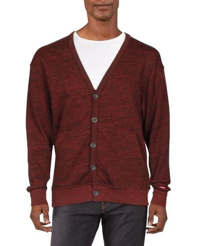 Levi's Button Down Marled Cardigan Sweater - Red