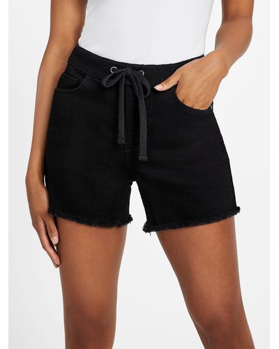 Guess Factory Tanya High-rise Drawstring Denim Shorts - Black