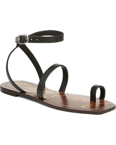 Sam Edelman Abe Leather Strappy Flat Sandals - Black
