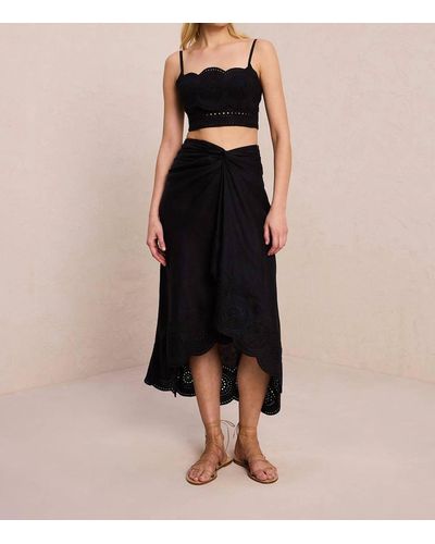 A.L.C. Heather Linen Eyelet Skirt - Black