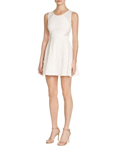 Aqua Lace Overlay Illusion Casual Dress - White
