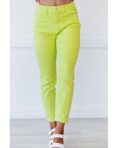 Judy Blue Gabriella Cuffed Slim Fit Jeans - Green