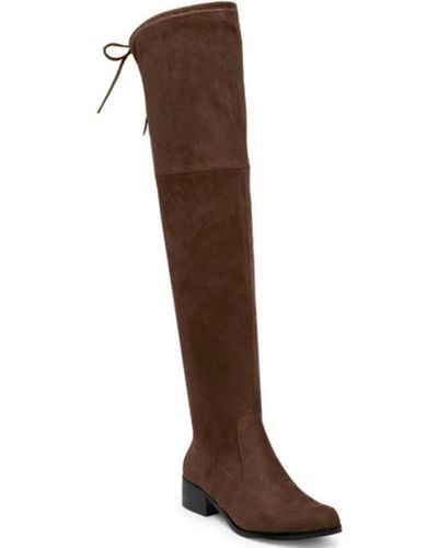 Charles David Gammon Faux Suede Pull On Over-the-knee Boots - Brown