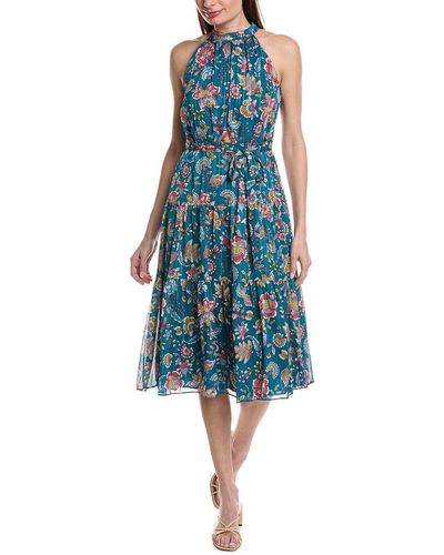 Nanette Lepore Yin Shadow Stripe Midi Dress - Blue