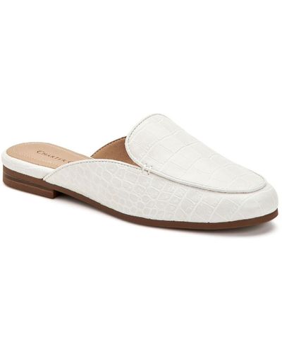 Charter Club Melliee Faux Leather Slip On Loafer Mule - White