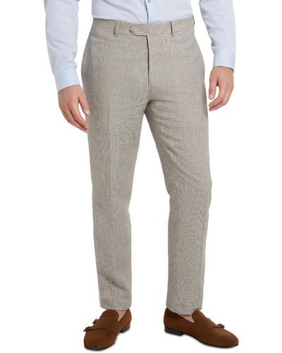 Tallia Linen Houndstooth Suit Pants - Gray