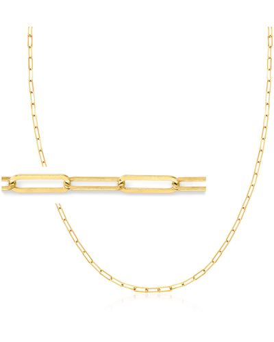 Ross-Simons 3-in-1 Italian 18kt Gold Over Sterling Paper Clip Link Necklace, Mask Holder And Eyeglass Chain - Metallic