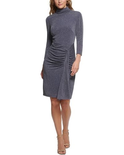Vince Camuto Metallic Ruched Cocktail And Party Dress - Blue