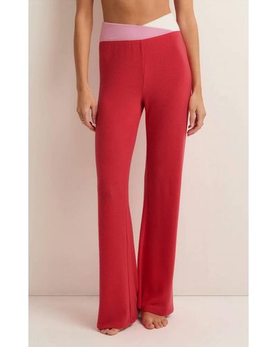 Z Supply Cross Over Flare Pant - Red