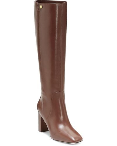 Cole Haan Chrystie Leather Square Toe Knee-high Boots - Brown