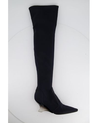 Dior Over-the-knee Canvas Boots With Pvc Heel Detail - Black