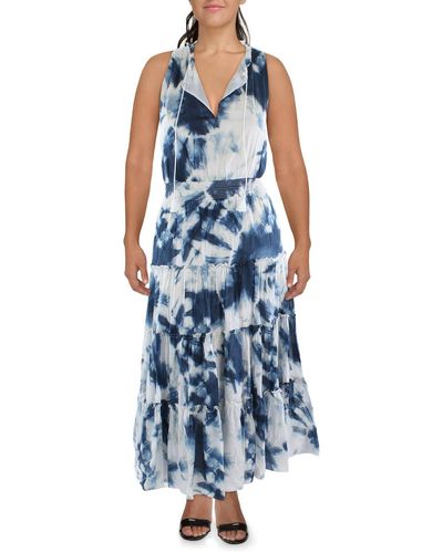 Lauren by Ralph Lauren Tie-dye Ruffled Maxi Dress - Blue
