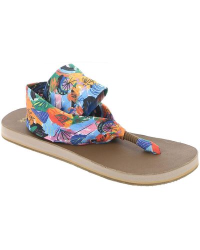 Sanuk Sling St X Ppf Printed Casual Thong Sandals - Blue