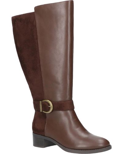 Easy Street Victoria Leather Extra Wide Calf Mid-calf Boots - Brown