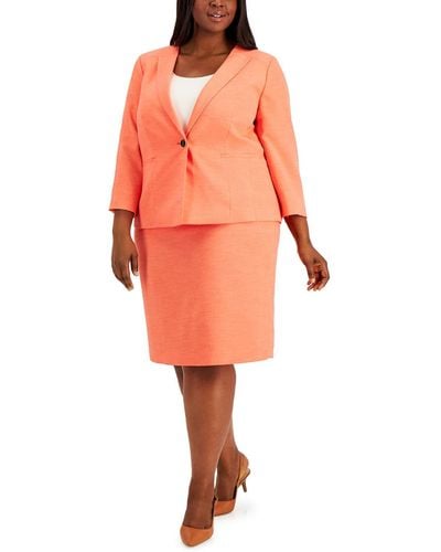 Le Suit Plus 2pc Polyester Skirt Suit - Orange