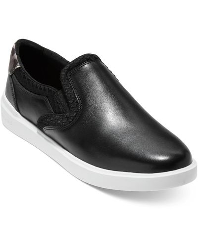 Cole Haan Grand Cross Court Faux Leather Slip On Slip-on Sneakers - Black