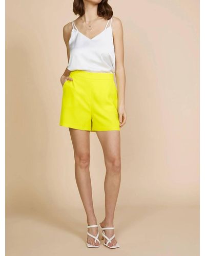 Skies Are Blue Dressy Structured Shorts - Yellow