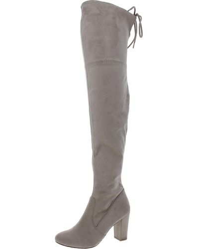 Chinese Laundry Brinna Faux Suede Round Toe Knee-high Boots - Gray