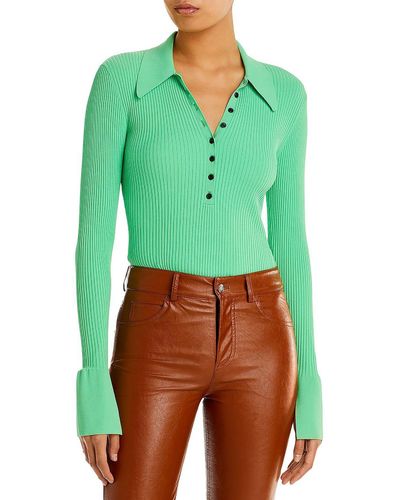 A.L.C. Eleanor Collared Ribbed Pullover Sweater - Green