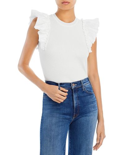 Lucy Paris Ribbed Tee Blouse - Blue