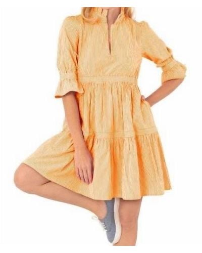 Gretchen Scott Teardrop Dress - Stripe Wash & Wear - Orange