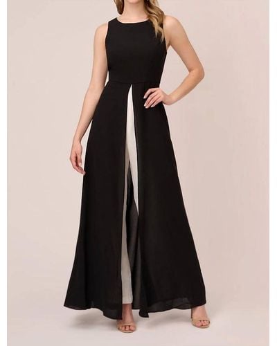 Adrianna Papell Colorblock Jumpsuit With Skirt Overlay - Black