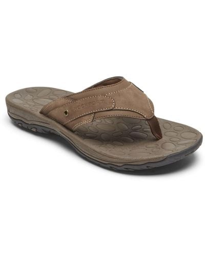 Rockport Hayes Faux Leather Slip-on Flip-flops - Brown