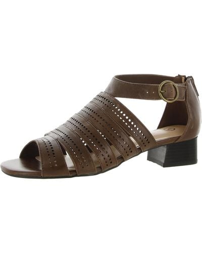 Bella Vita Betsy Leather Peep Toe Strappy Sandals - Brown