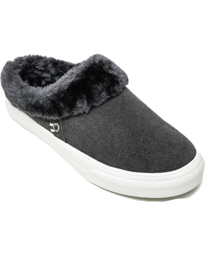 Minnetonka Windy Faux Fur Lined Comfort Slipper Shoes - Black