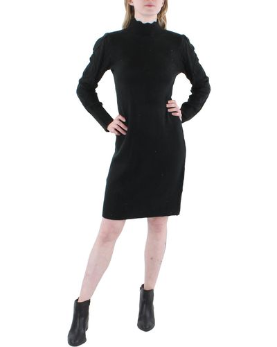 Sandra Darren Mock Neck Short Sheath Dress - Black