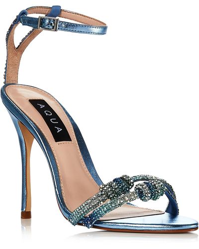 Aqua Iridescent Embellished Ankle Strap - Blue