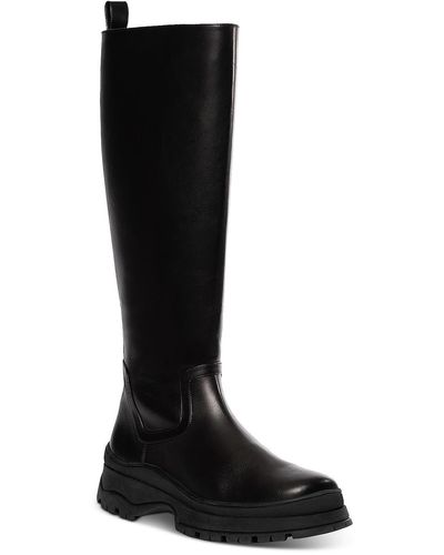 STAUD Bow Tall Boot Leather Tall Knee-high Boots - Black