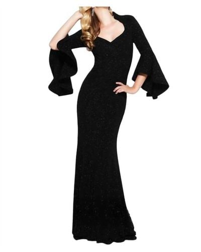 Mac Duggal Sparkle Long Sleeve Gown - Black