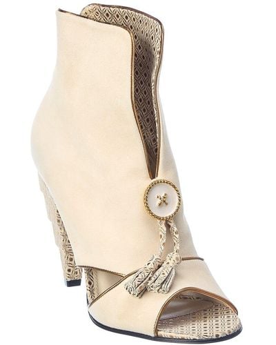 Ferragamo Agatha Suede Bootie - White