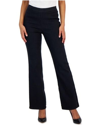Anne Klein High Rise Pull On Flared Pants - Blue
