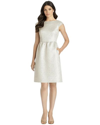 Dessy Collection Full Midi Natural Waist Cap Sleeve Dress - White