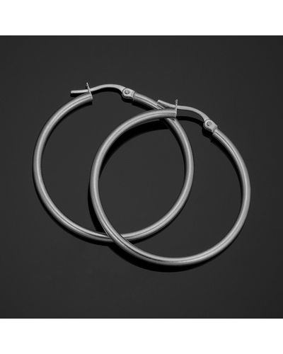 Fremada 14k White Hoop Earrings (2x30 Mm) - Metallic