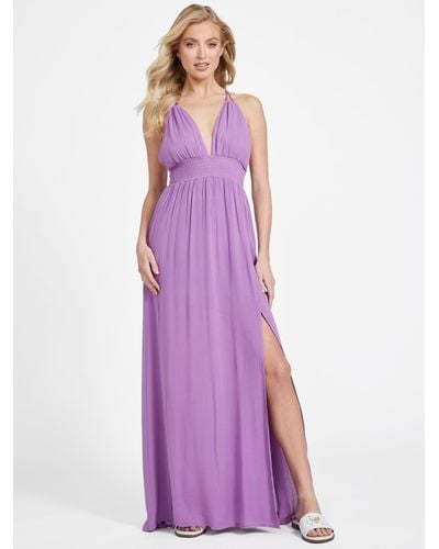 Guess Factory Paseo Slit Front Maxi Dress - Purple